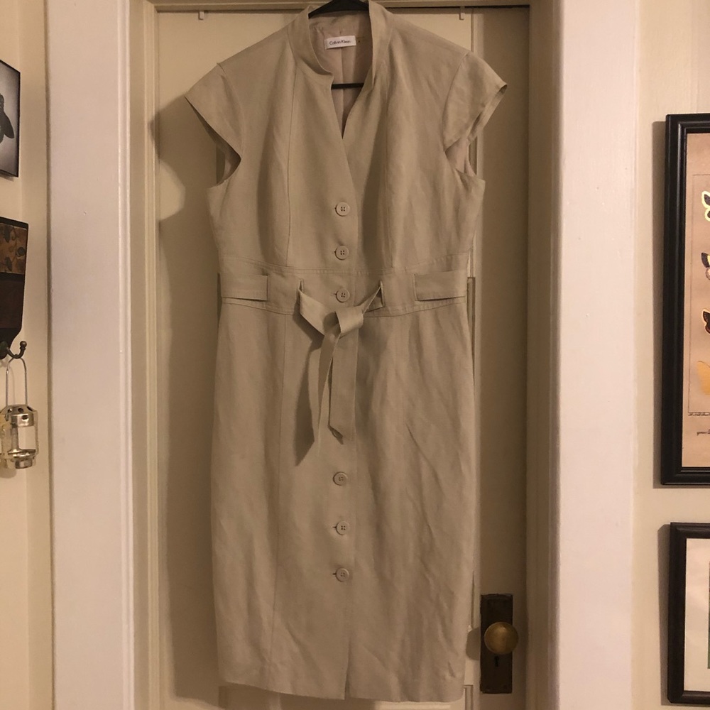 Calvin Klein Belt Button Cap Sleeve Women’s Dress